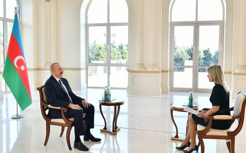 President of Azerbaijan Ilham Aliyev was interviewed by Euronews channel