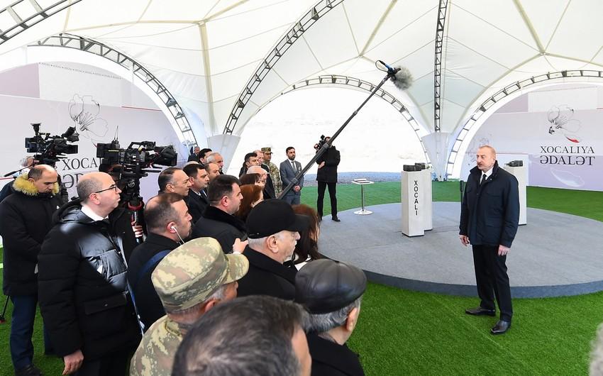 President Ilham Aliyev laid foundation stone for Khojaly Genocide Memorial and met with representatives of general public