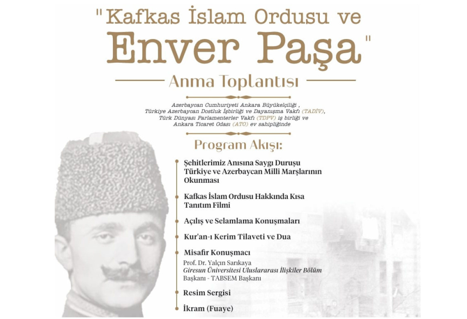 Ankarada Qafqaz İslam Ordusu qəhrəmanlarının xatirəsi anılacaq