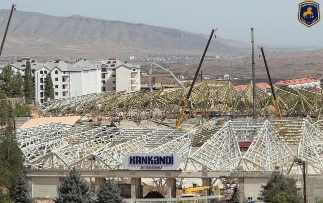 Yenidən qurulan Xankəndi stadionunda son durum