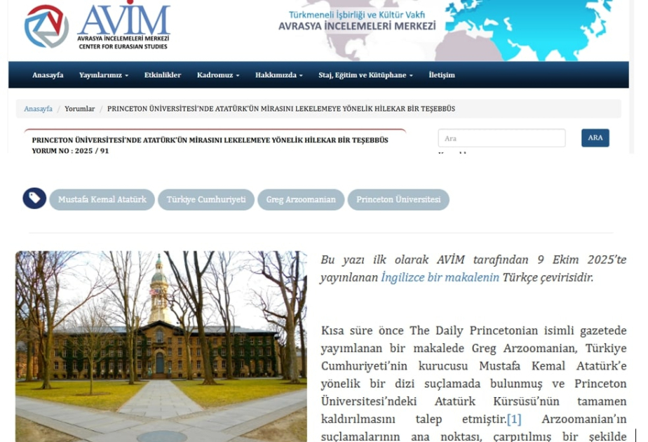 Türkiyəli ekspertlər: Erməni diasporu Anadolunun tarixi reallıqlarını təhrif edir