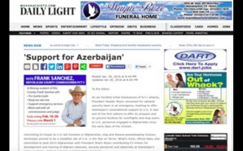 Daily Light: 'Support for Azerbaijan'