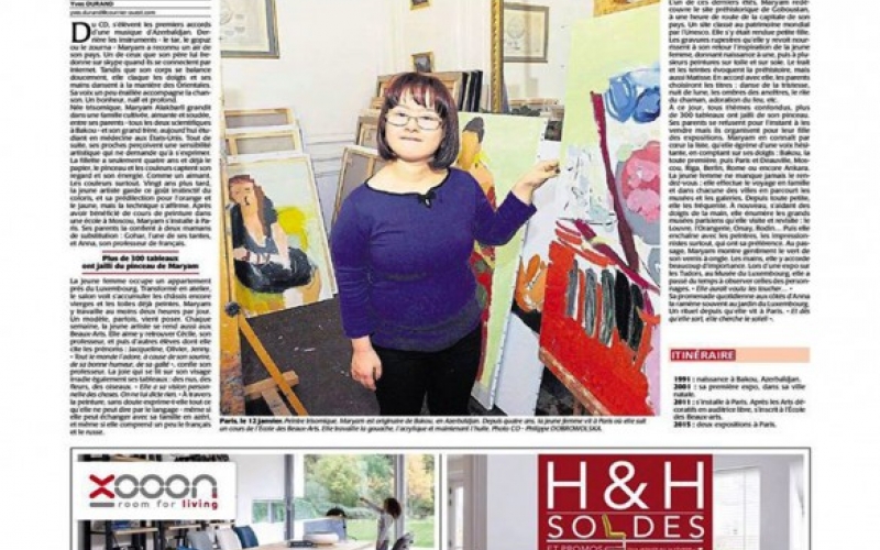 French Le Courrier de l’ouest newspaper: Maryam Alakbarli`s works reflect happiness and innocence