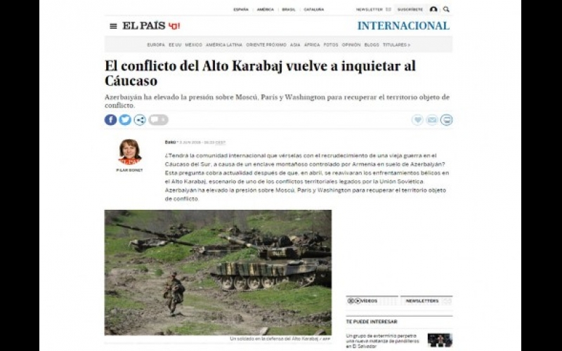 В авторитетном испанском издании «El pais» опубликована статья о нагорно-карабахском конфликте