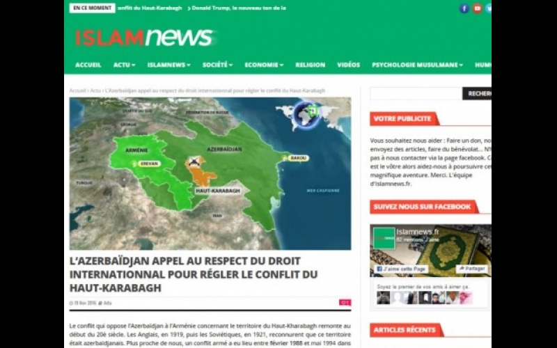 French website posts article about Nagorno Karabakh conflict