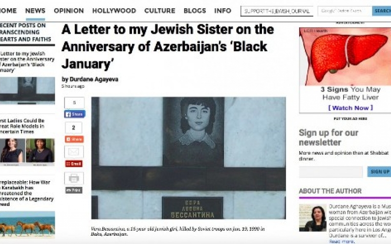 Jewish Journal: "A Letter to my Jewish Sister on the Anniversary of Azerbaijan's Black January"