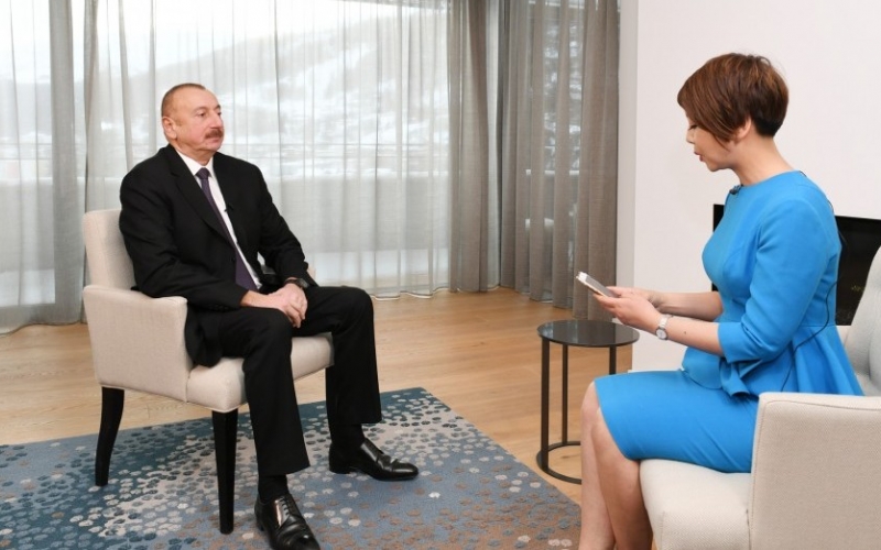 President Ilham Aliyev was interviewed by China's CGTN TV channel in Davos