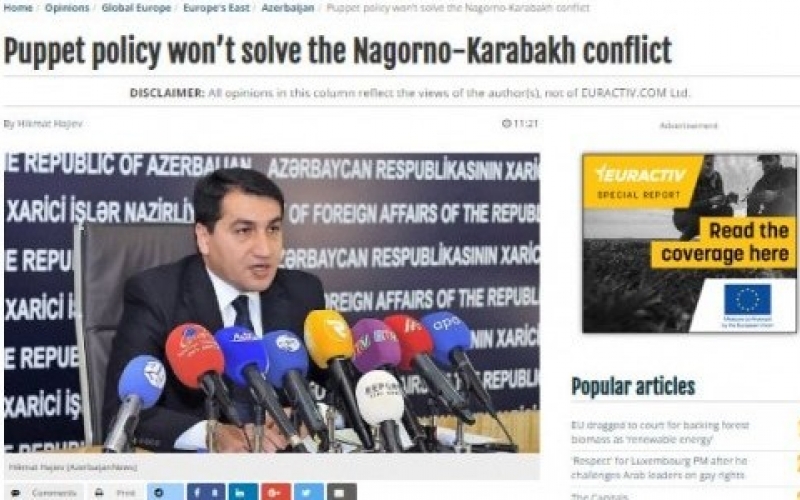 Hikmat Hajiyev: Puppet policy won’t solve the Nagorno-Karabakh conflict