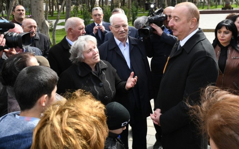 President Ilham Aliyev viewed conditions created at newly- reconstructed Neftchilar park in Garachukhur settlement