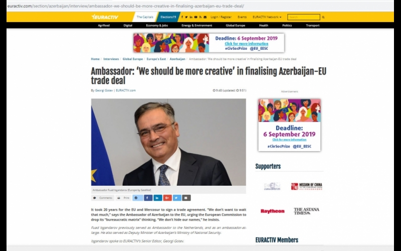 Ambassador: ‘We should be more creative’ in finalizing Azerbaijan-EU trade deal