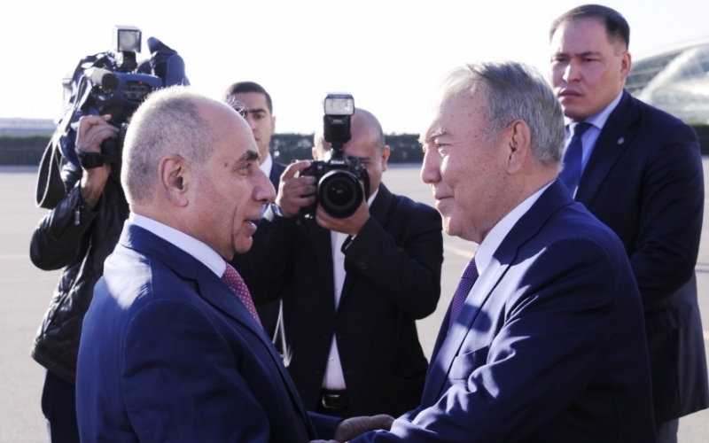 Kazakhstan's first President, Honorary Chairman of Turkic Council Nursultan Nazarbayev arrives in Azerbaijan