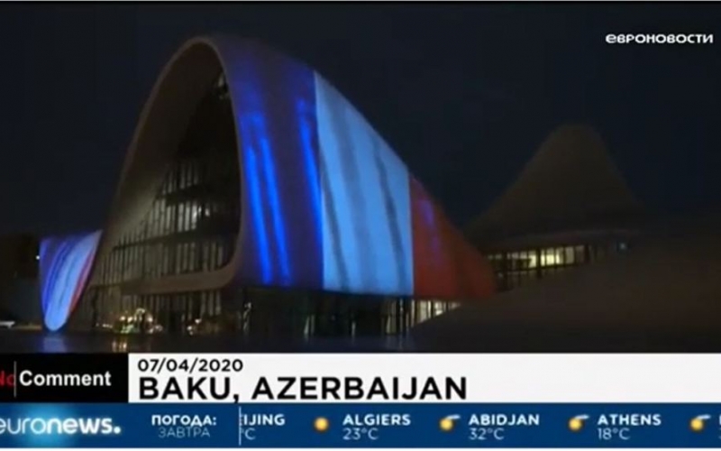 Euronews shows video footage on solidarity of Azerbaijan’s Heydar Aliyev Center with coronavirus-affected countries