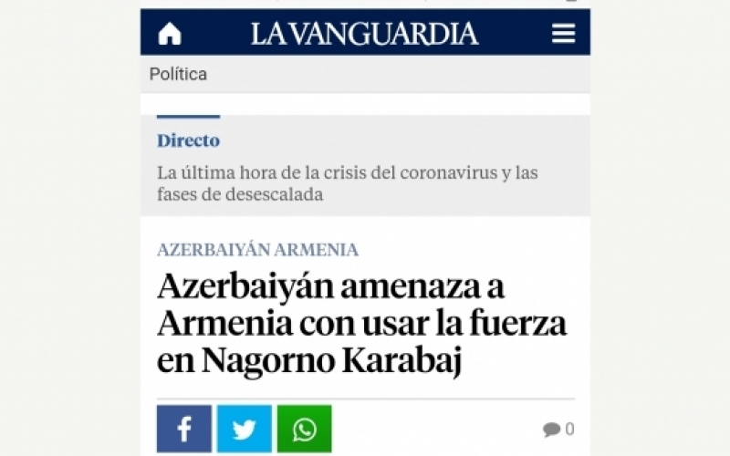 «La Vanguardia»: ВС Азербайджана воспользуются правом на применение силы для освобождения своих оккупированных территорий