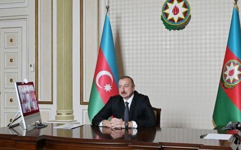 Video conference between President Ilham Aliyev, vice-president and other representatives of Microsoft held