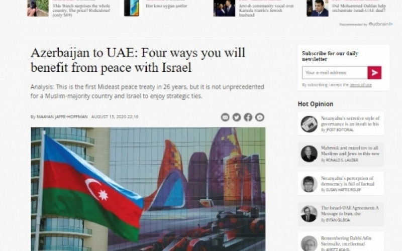 The Jerusalem Post hails Azerbaijan's exemplary model of tolerance and open society