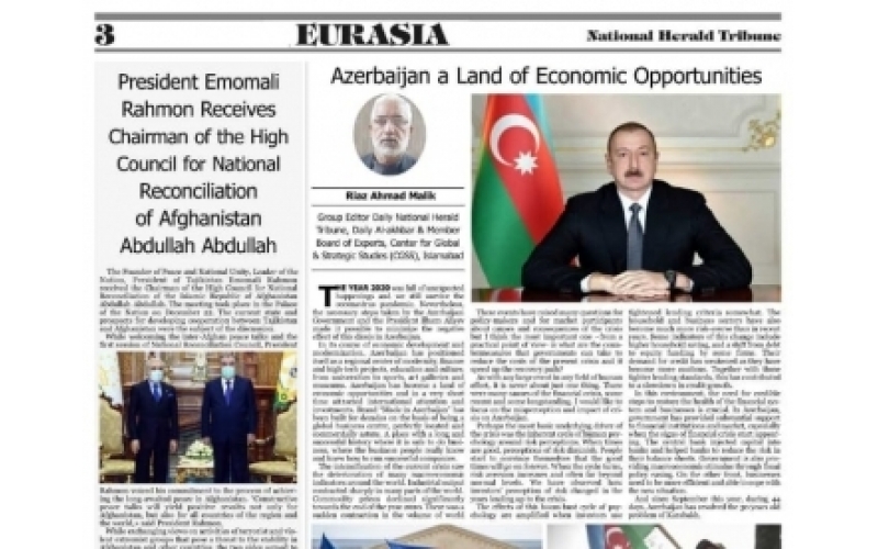 National Herald Tribune: Azerbaijan a Land of Economic Opportunities