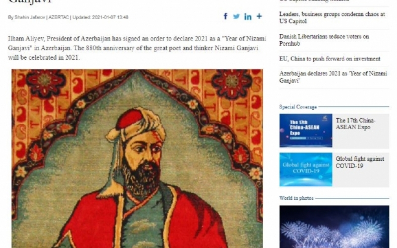 China Daily: Azerbaijan declares 2021 as 'Year of Nizami Ganjavi’