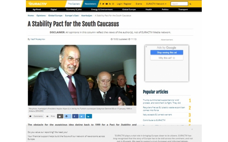 Euractiv: A Stability Pact for the South Caucasus