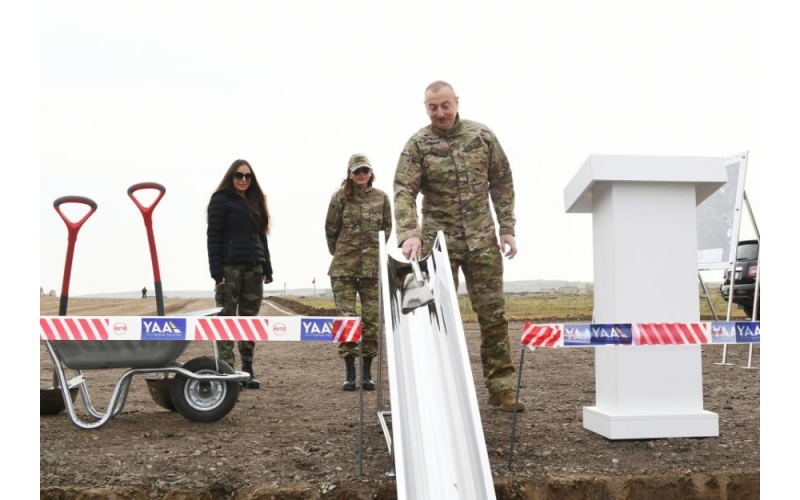 President Ilham Aliyev laid foundation stones for Fuzuli-Shusha highway and Fuzuli airport in Fuzuli district, visited the city of Shusha