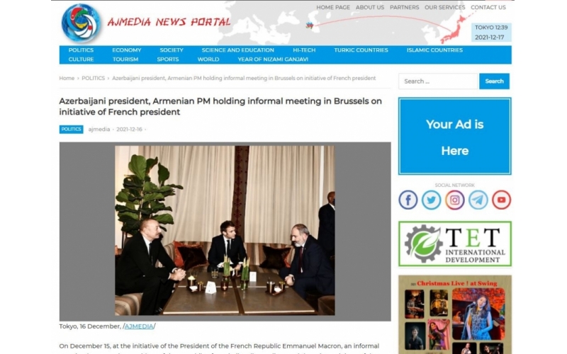 Japanese news portal highlights President Ilham Aliyev`s visit to Brussels