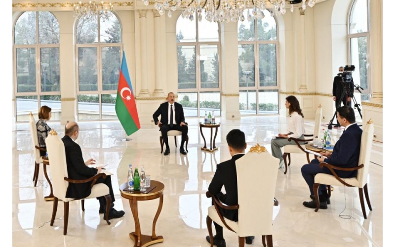 President Ilham Aliyev was interviewed by local TV channels