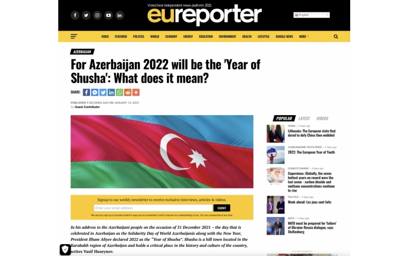 EU Reporter: For Azerbaijan 2022 will be the 'Year of Shusha': What does it mean?