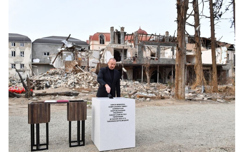 President Ilham Aliyev laid foundation stone for Ganja Memorial Complex