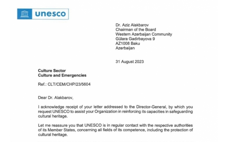 L’UNESCO répond positivement à un appel de la Communauté de l’Azerbaïdjan occidental